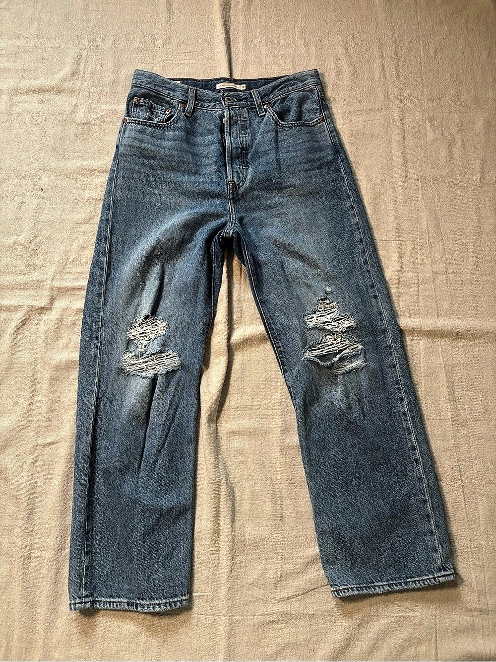 Levi's Ribcage Straight Ankle Jeans Blue Waist 28